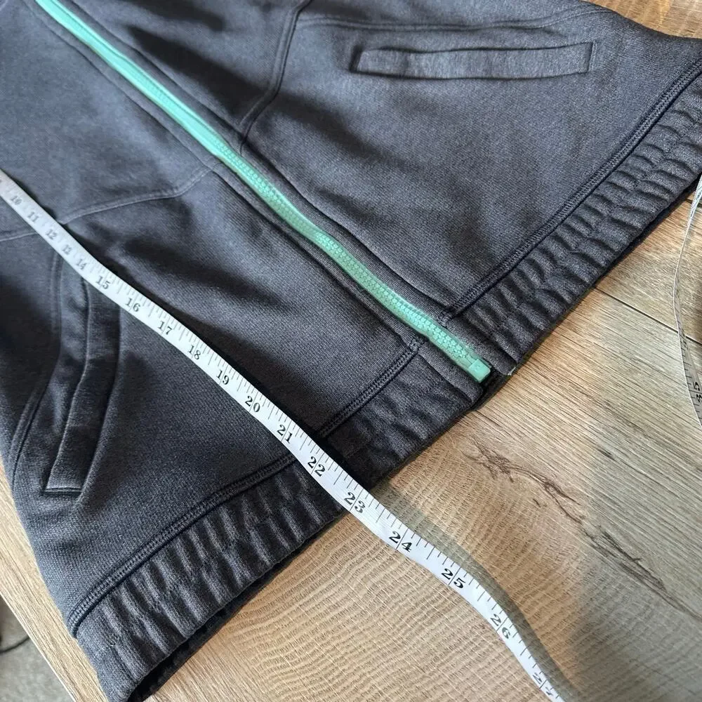 Ivivva by Lululemon Full Zip Hooded Sweatshirt Jacket Cuffins 14 Gray Teal